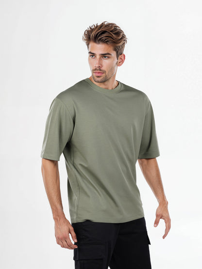 Celio* Solid Regular Fit Poly-Cotton Green T-Shirt