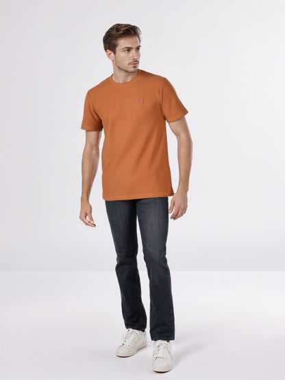 Celio* Men Brown Solid Regular Fit Cotton T-Shirts