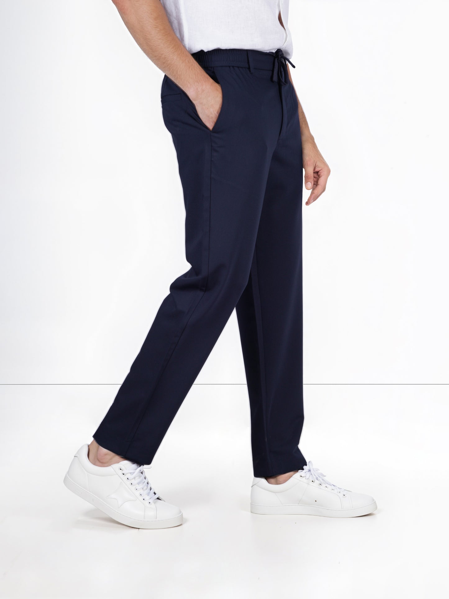 Celio* Rayon-Blend Regular Fit Navy Blue Trousers