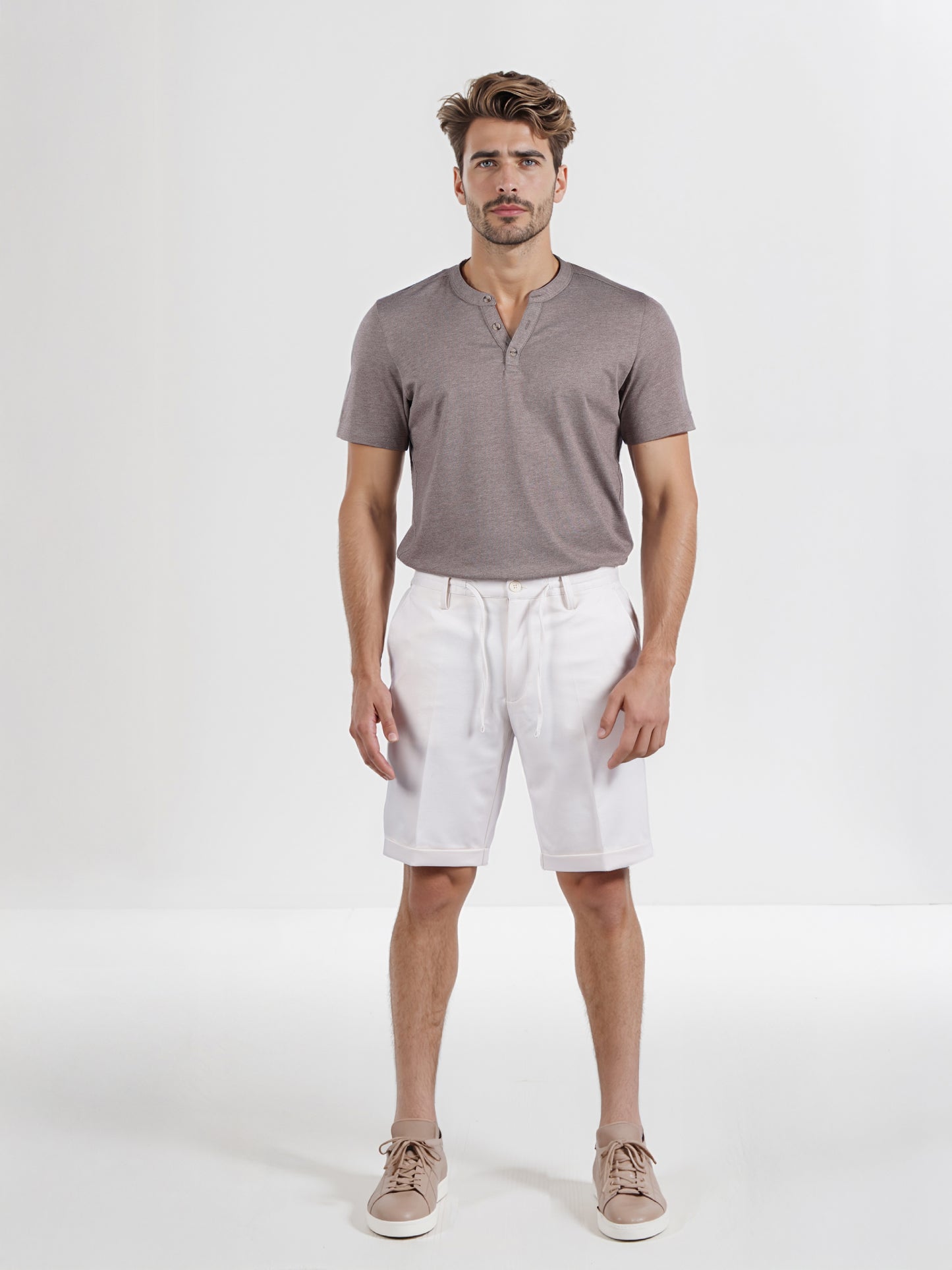 Celio* Men White Solid Regular Fit Polyester Bermuda Shorts