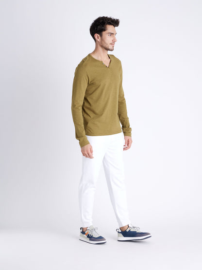 Celio Men Olive Solid Regular Fit Cotton T-Shirts