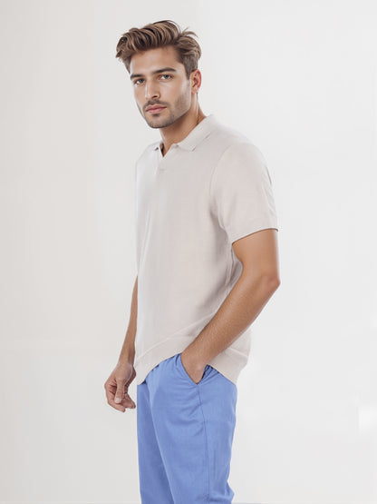 Celio* Men Beige Solid Regular Fit Cotton T-Shirt