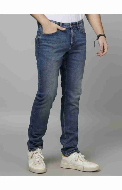 Navy Blue Straight Slim Fit Jeans