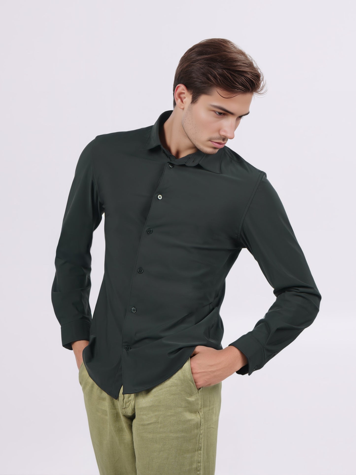 Celio* Men Black Solid Slim Fit Nylon Shirts