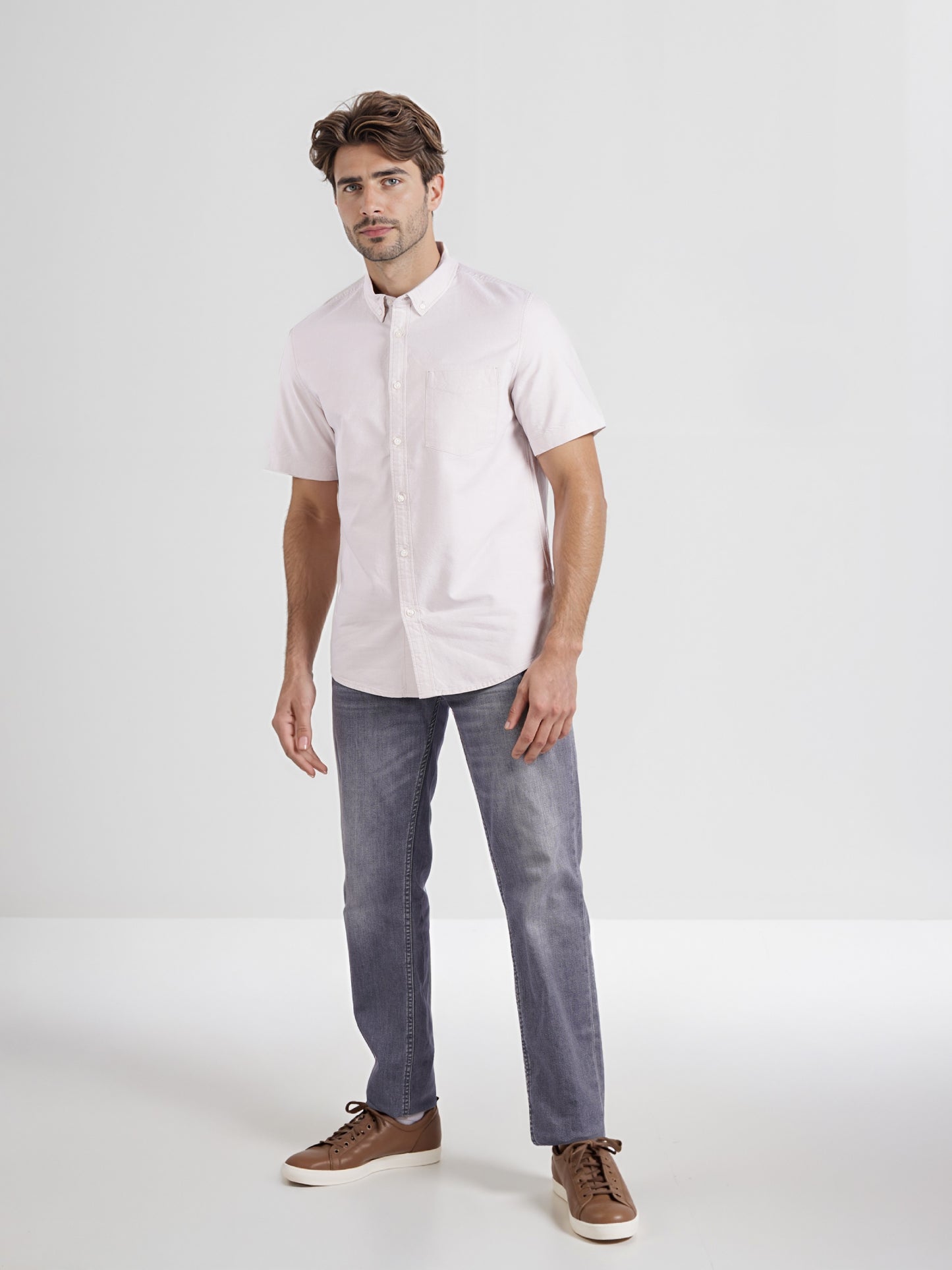 Celio* Men Beige Solid Regular Fit Cotton Casual Shirt