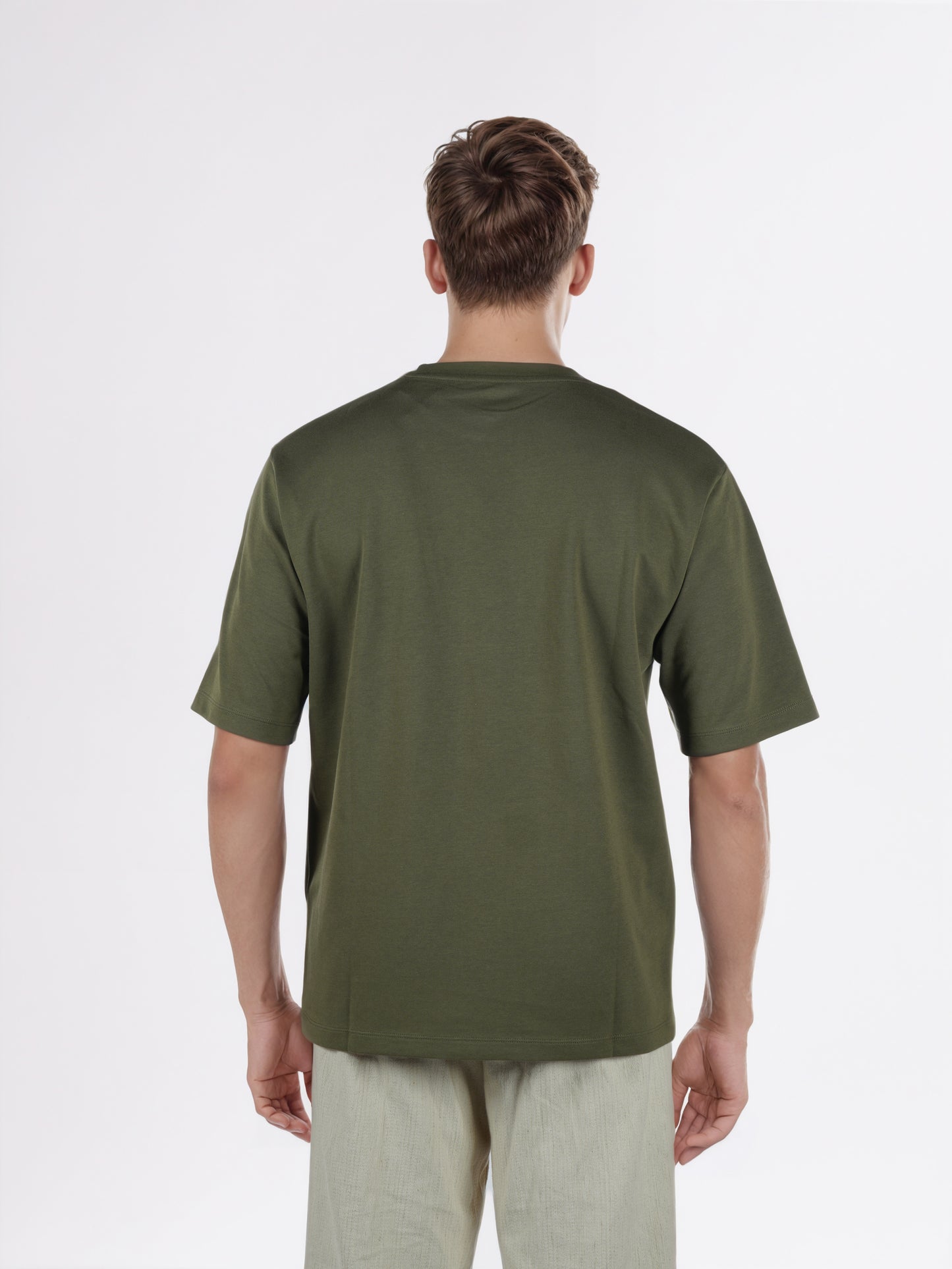 Celio* Men Olive Solid Oversized Cotton-Blend T-Shirts
