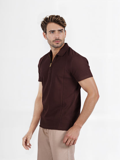 Celio* Men Brown Solid Regular Fit Fashion Tshirt