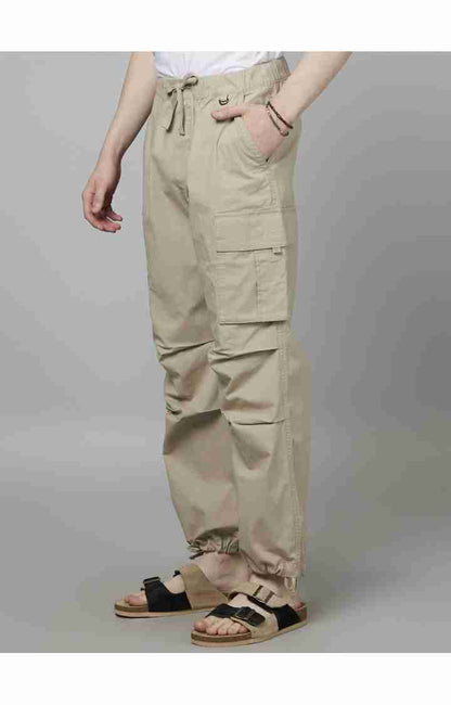 Beige Regular Fit Cargos