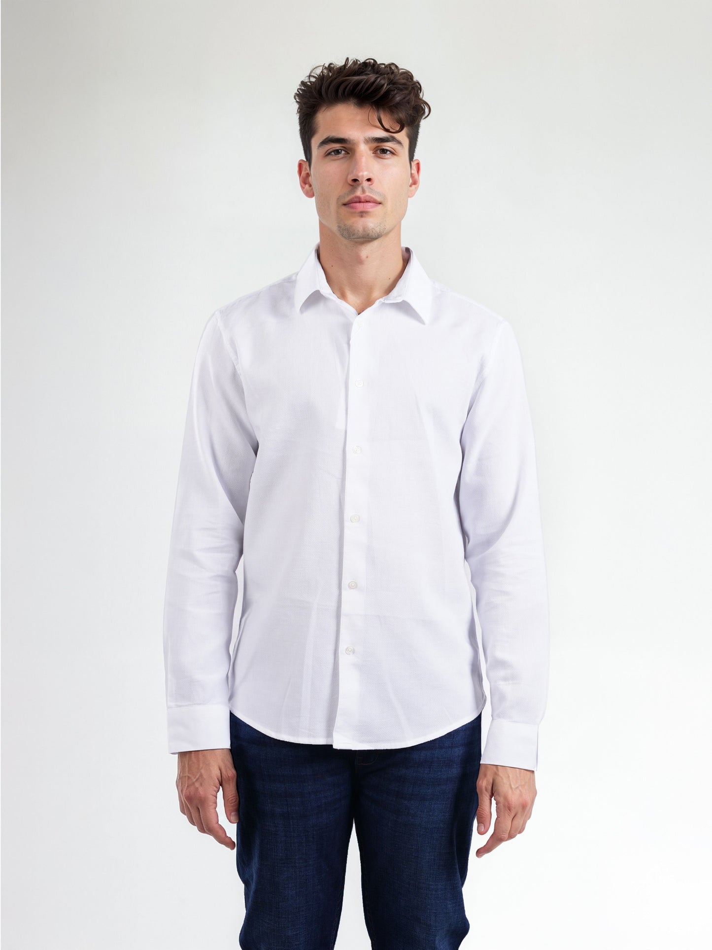 Celio Men White Solid Regular Fit Cotton Shirts
