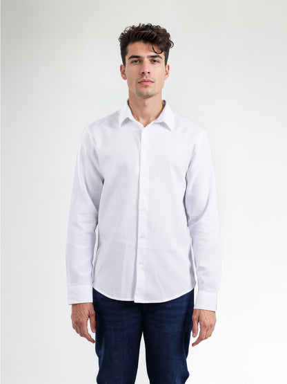 Celio Men White Solid Regular Fit Cotton Shirts