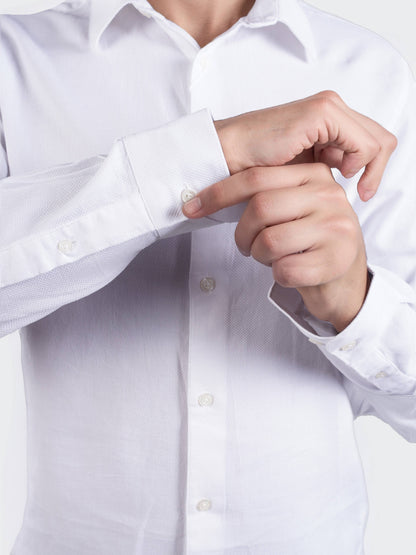 Celio Men White Solid Regular Fit Cotton Shirts