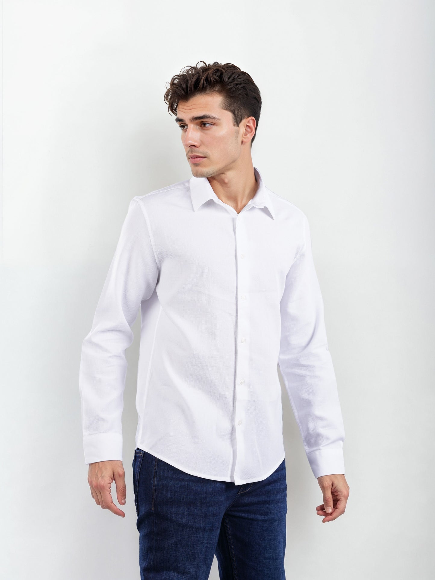 Celio Men White Solid Regular Fit Cotton Shirts