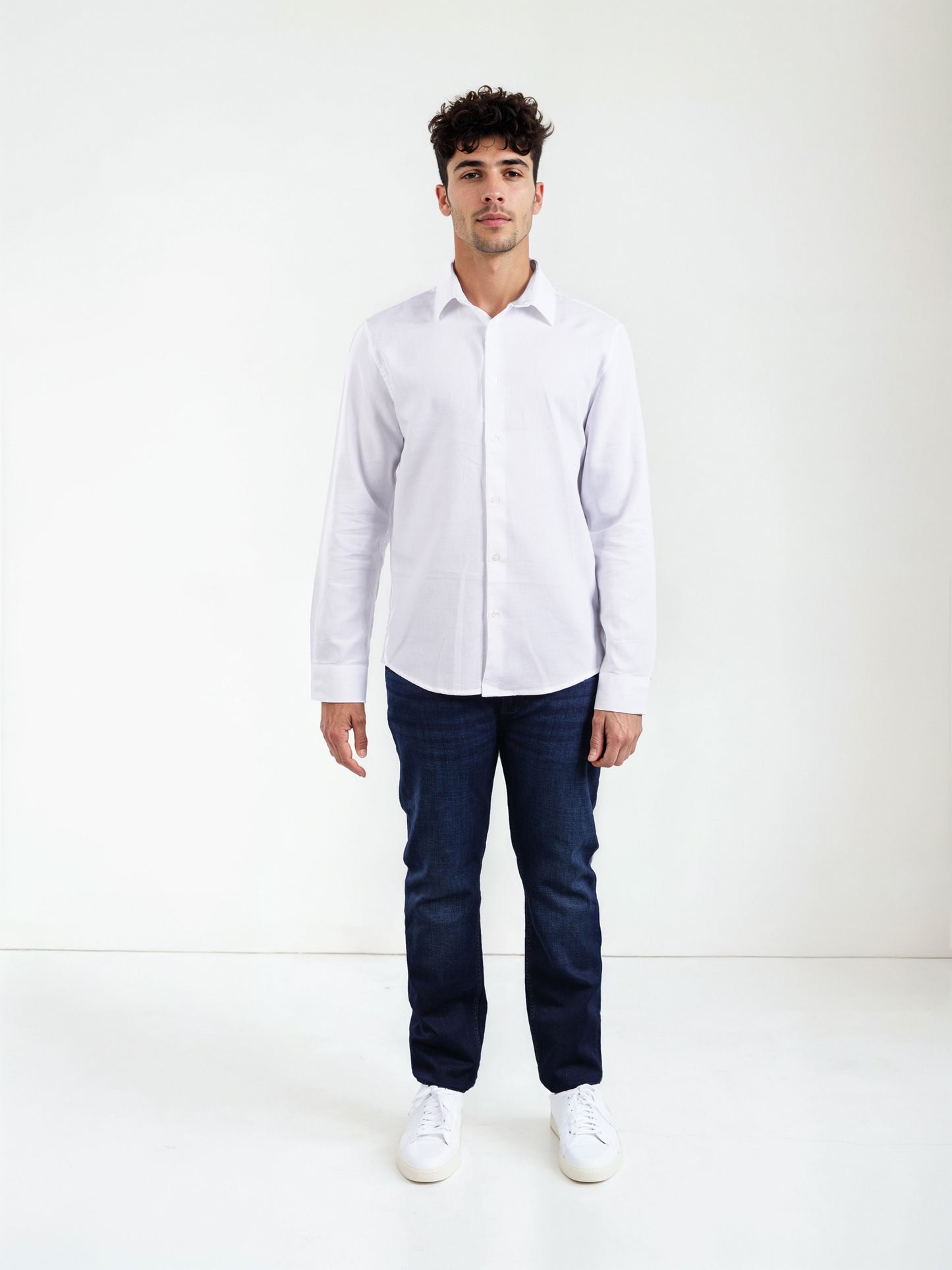 Celio Men White Solid Regular Fit Cotton Shirts