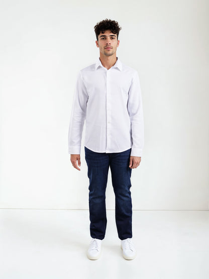 Celio Men White Solid Regular Fit Cotton Shirts