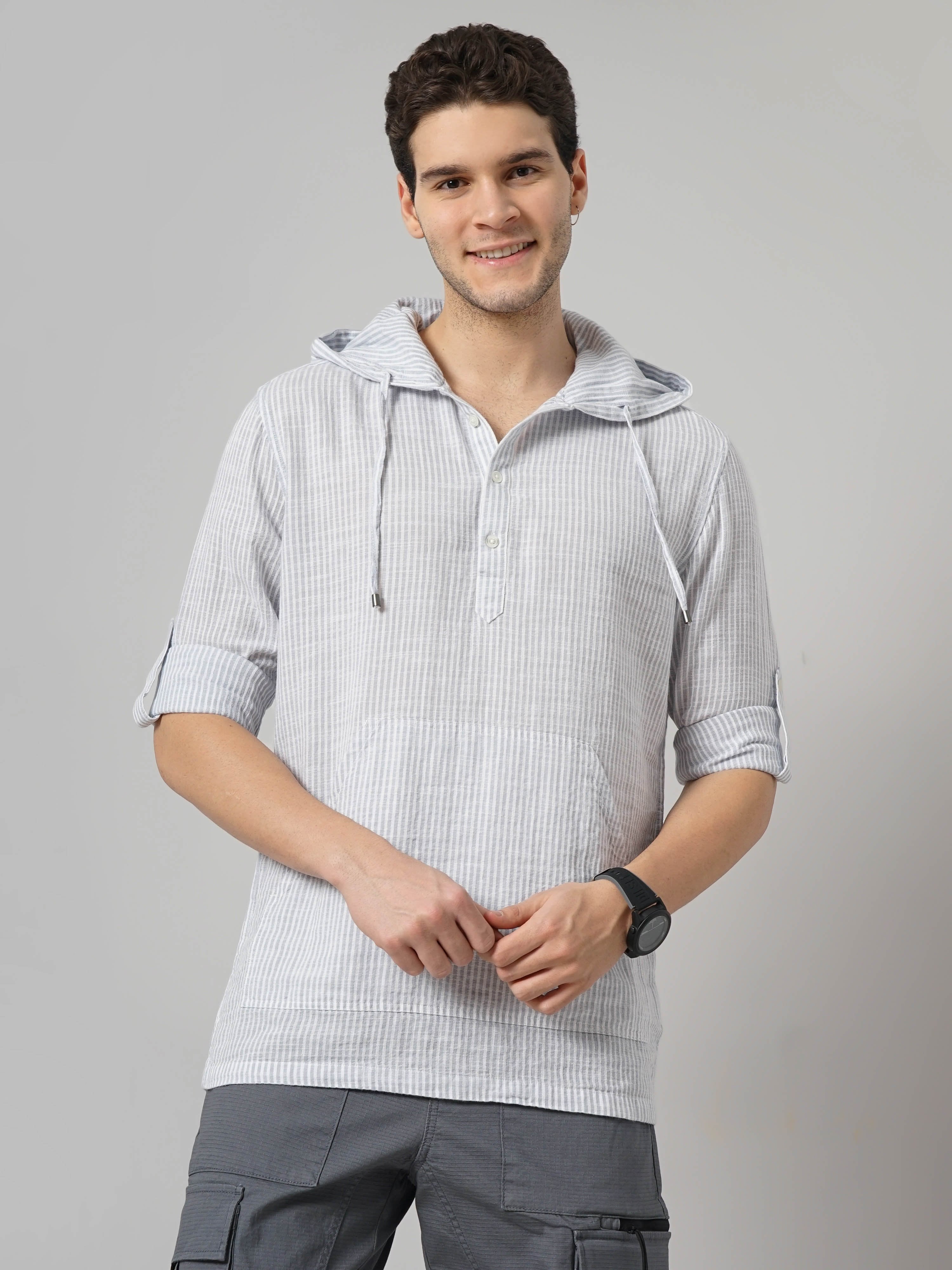 Celio Men Grey Checked Regular Fit Cotton Shirts