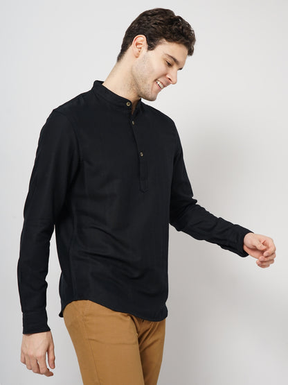 Black Solid Cotton Shirt