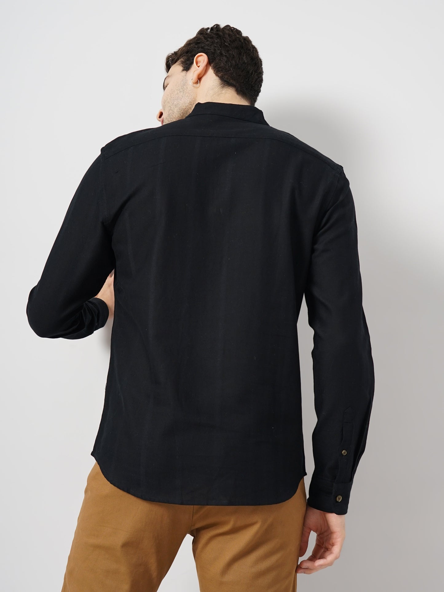 Black Solid Cotton Shirt