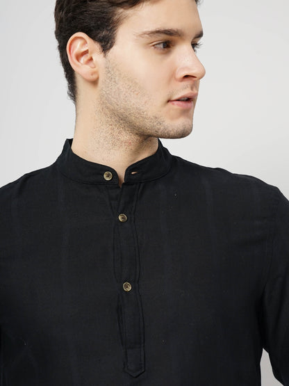 Black Solid Cotton Shirt