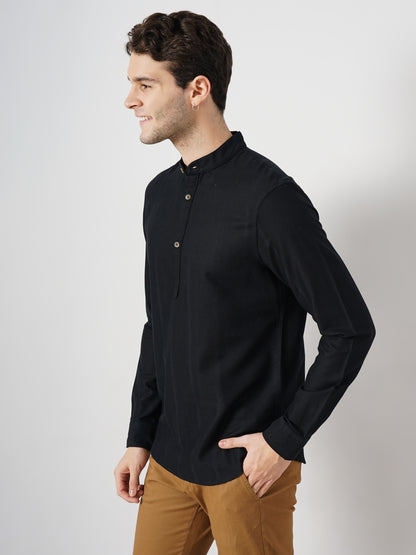 Black Solid Cotton Shirt