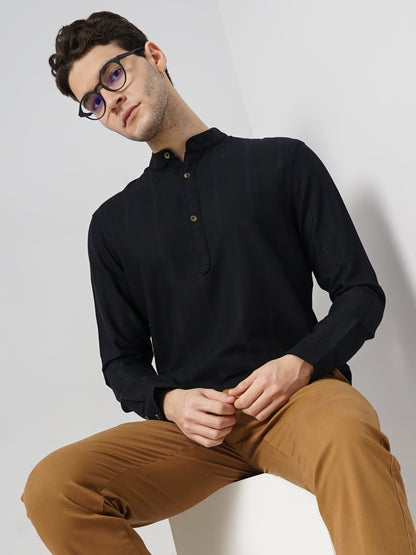 Black Solid Cotton Shirt