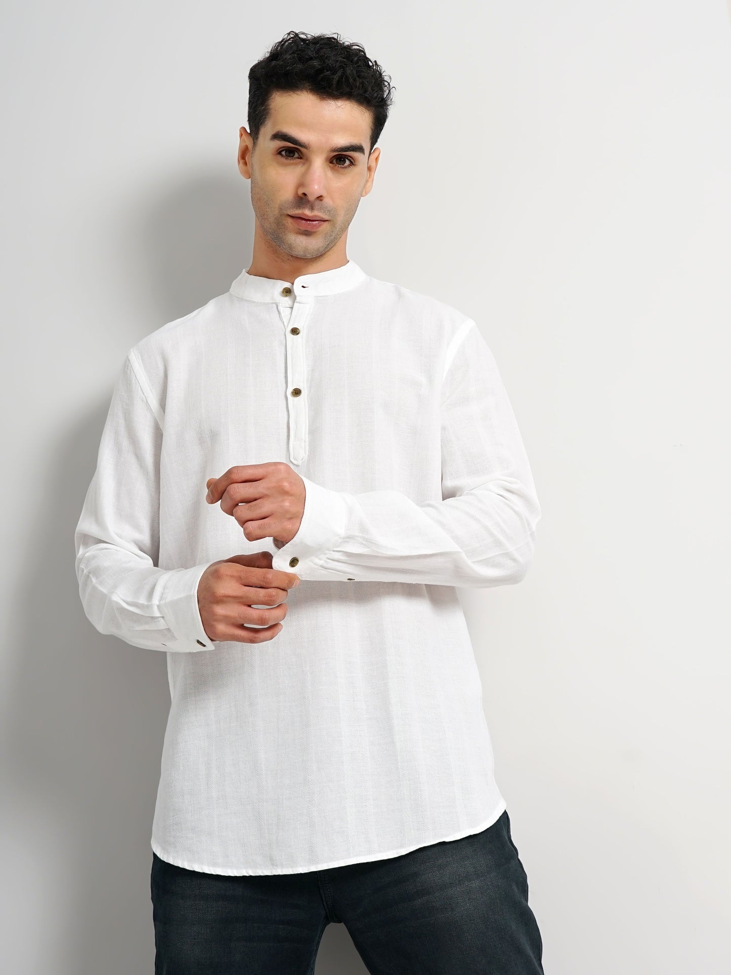 White Solid Cotton Shirt