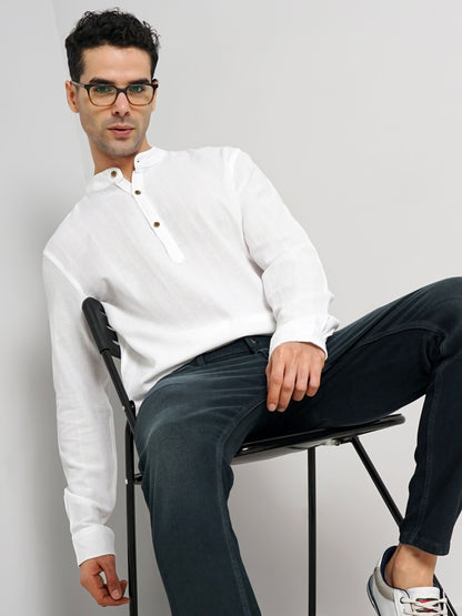 White Solid Cotton Shirt