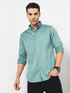 Celio* Solid Slim Fit Cotton Green Shirt