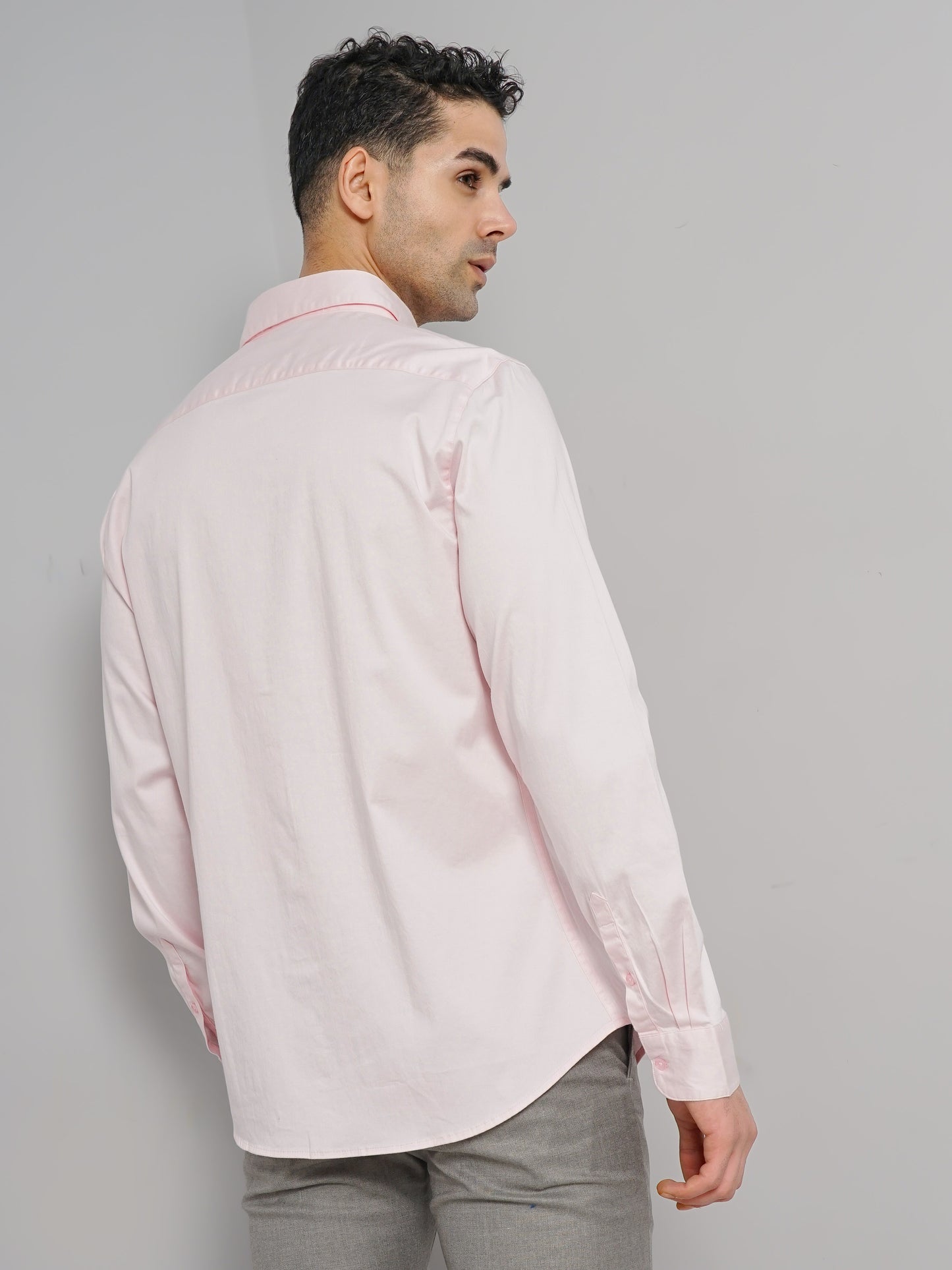 Pink Solid Cotton Shirt