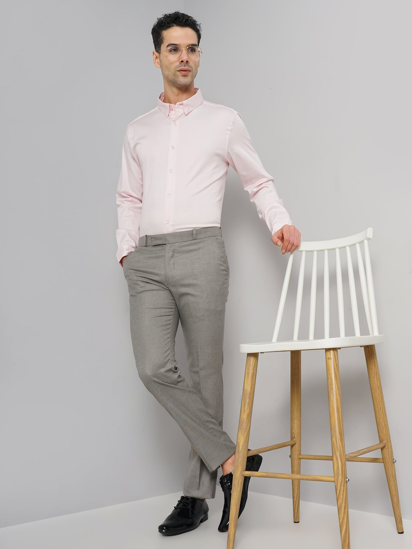 Pink Solid Cotton Shirt