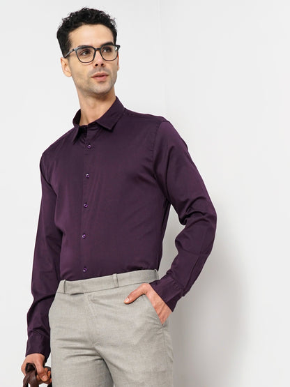 Purple Solid Cotton Shirt