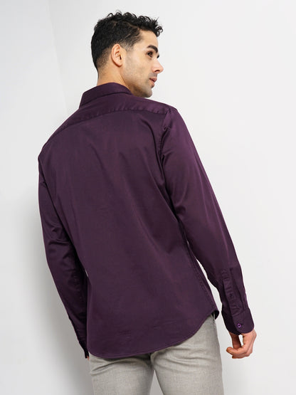 Purple Solid Cotton Shirt