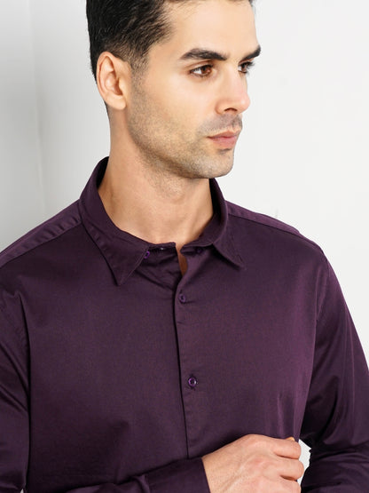 Purple Solid Cotton Shirt