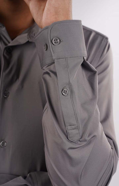 Celio Men Grey Solid Regular Fit Poly-Blend Shirts