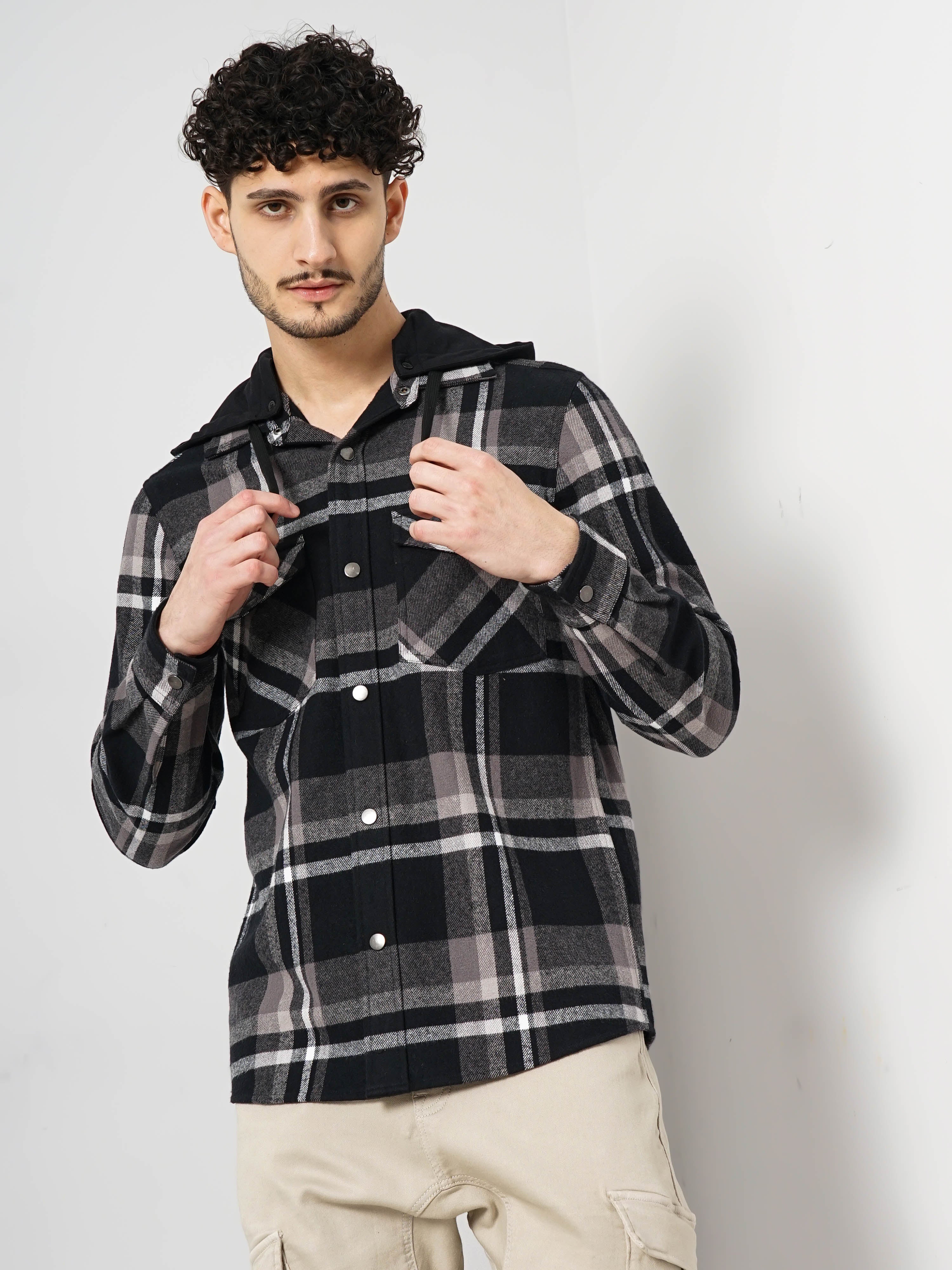 Black Checks Cotton Shirt