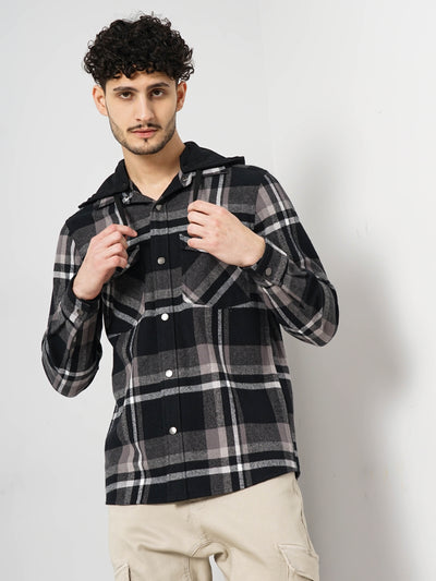 Celio* Checked Regular Fit Cotton Black Shirt