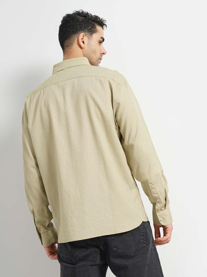 Green Solid Cotton Shirt