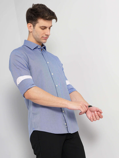 Celio Men Blue Solid Regular Fit Cotton Shirts