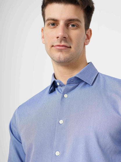 Celio Men Blue Solid Regular Fit Cotton Shirts