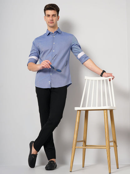 Celio Men Blue Solid Regular Fit Cotton Shirts