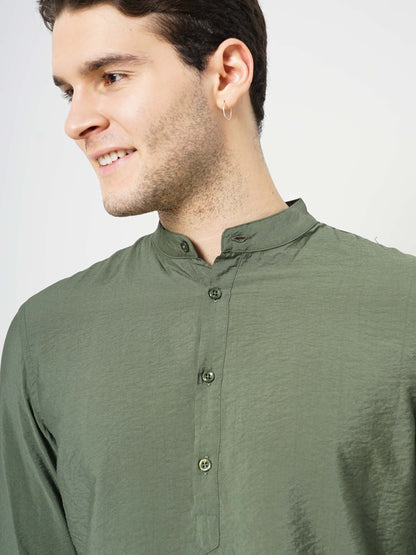 Olive Solid Viscose Shirt