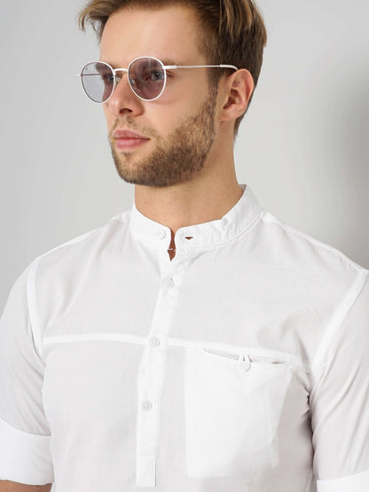 Celio Men White Solid Regular Fit Cotton Shirts