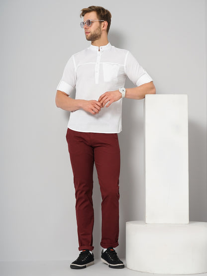 Celio Men White Solid Regular Fit Cotton Shirts