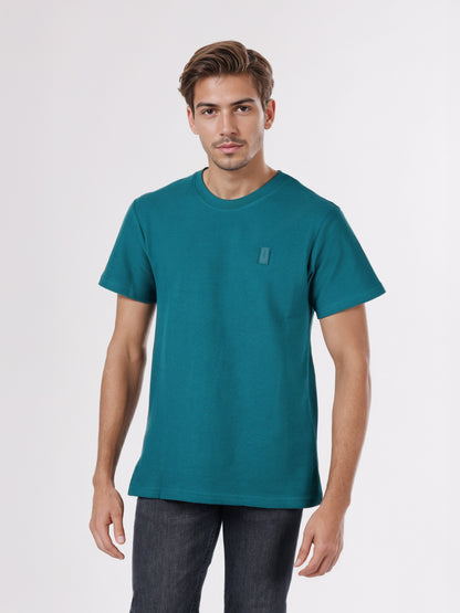 Celio* Men Green Solid Regular Fit Cotton T-Shirts