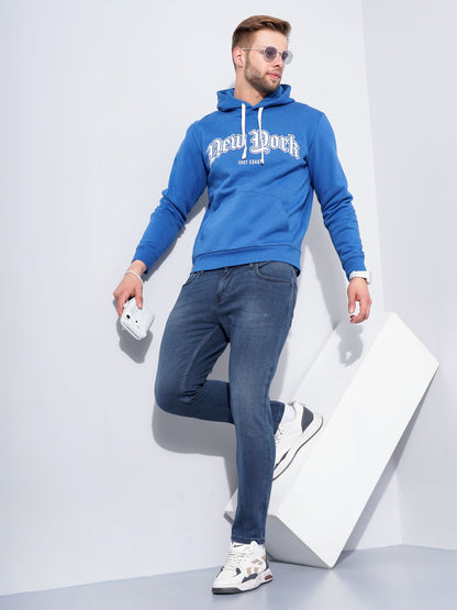 Celio* Men Blue Printed Regular Fit Cotton Sweatshirts