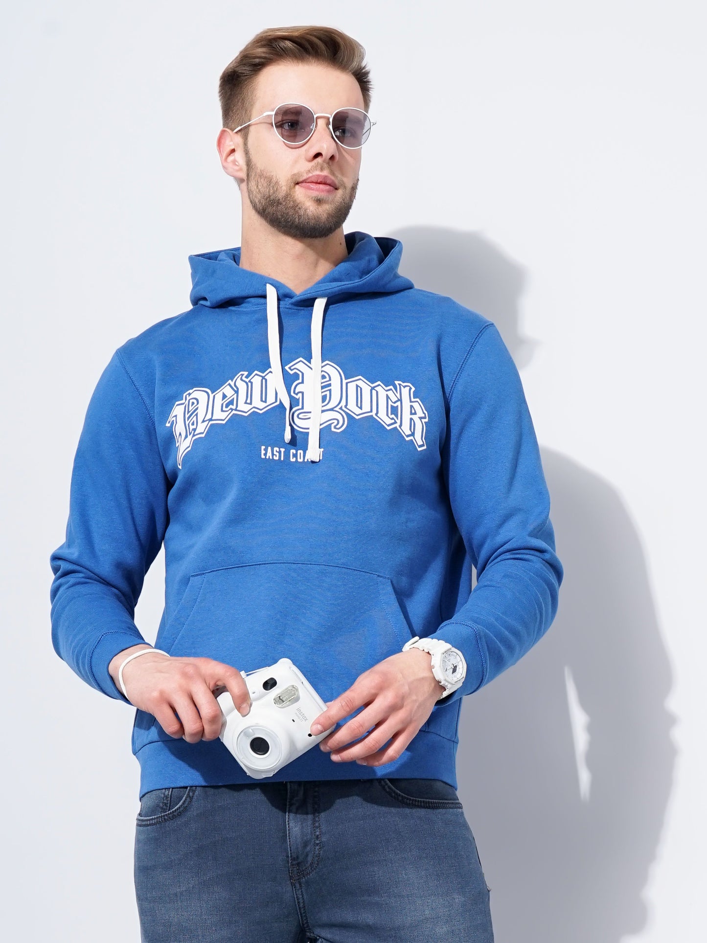 Celio* Men Blue Printed Regular Fit Cotton Sweatshirts