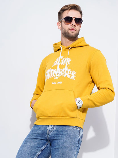 Celio* Men Yellow Printed Regular Fit Cotton Sweatshirts
