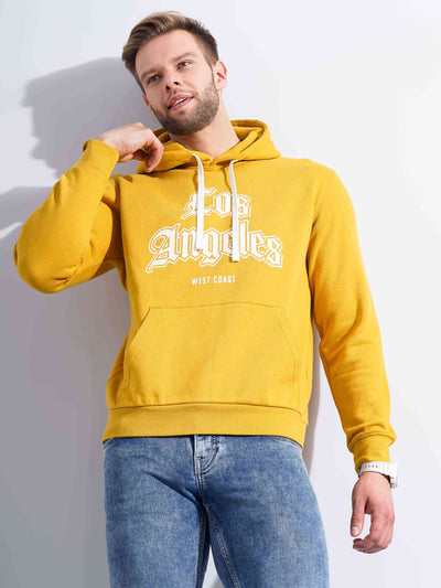 Celio Men Yellow Printed Regular Fit Cotton Sweatshirts