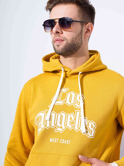 Celio Men Yellow Printed Regular Fit Cotton Sweatshirts