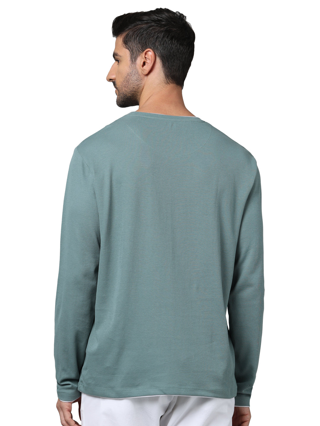 Blue Solid Cotton T-shirt