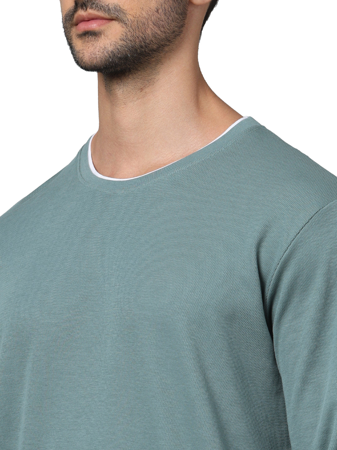 Blue Solid Cotton T-shirt